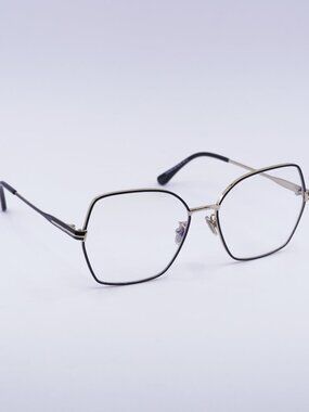 Tom Ford FT5876-B 032 Eyeglasses Pale Gold/Black 56mm Butterfly Frame